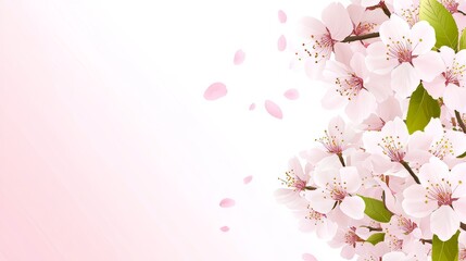 Fototapeta premium Delicate Pink Cherry Blossom Spring Floral Banner