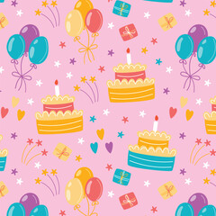 Happy birthday pattern vector illustration, birthday seamless pattern for wrapping paper