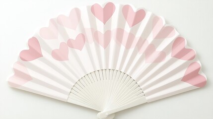 Delicate Pink Heart Hand Fan Decorative Accessory