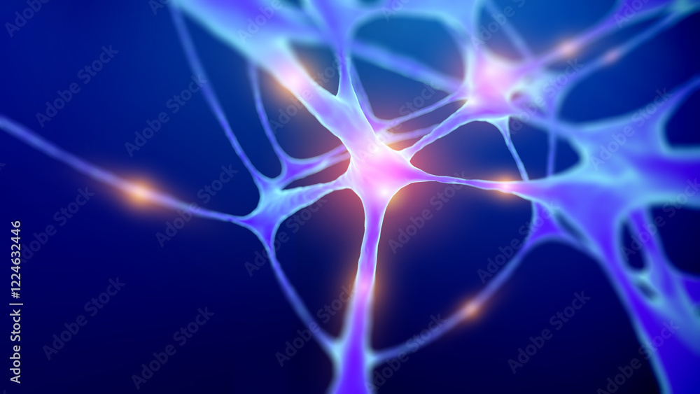 Aufkleber human neuron structure and anatomy science background. exploring neurons brain and synapse. artifici