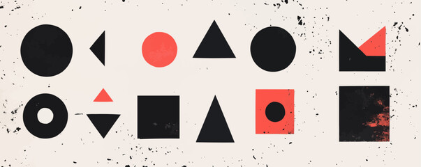 Abstract geometric vector art with bold shapes and textured background.