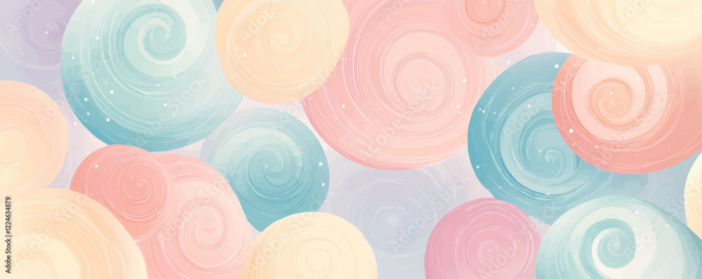 Poster pastel swirl pattern vector art with soft spiral designs.