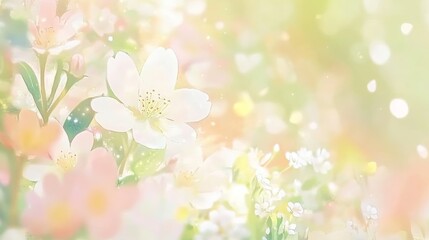 Delicate Spring Blossoms, Pastel Garden, Soft Focus