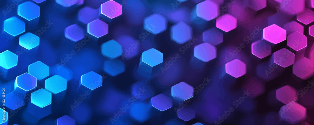 Aufkleber abstract hexagonal vector background with blue and purple bokeh.