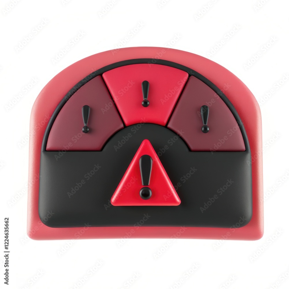 Poster a warning indicator panel with three alert symbols in red and black, suggesting a focus on caution o