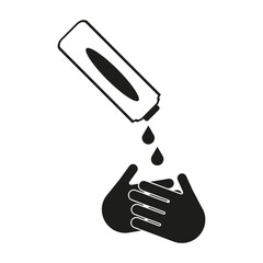 Handwashing icon. Soap dispenser symbol. Hygiene vector image. Droplets illustration.