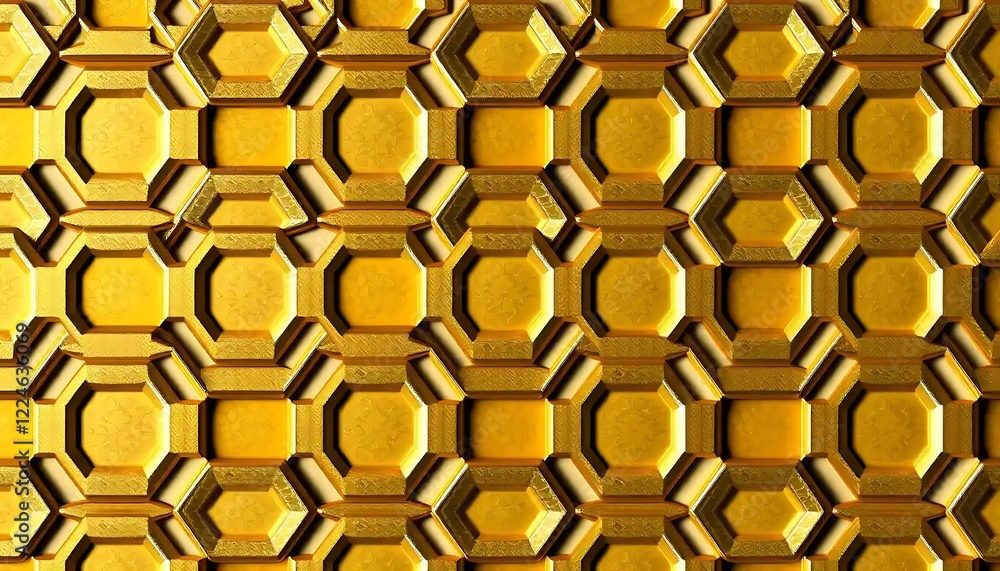 Poster golden octagonal honeycomb geometric pattern design
