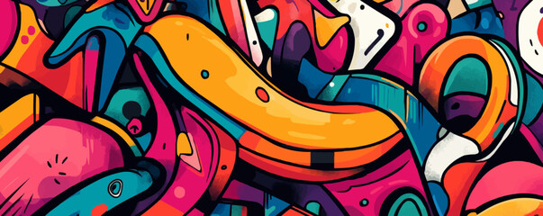 Obraz premium Vibrant vector abstract art with dynamic colors and bold shapes.
