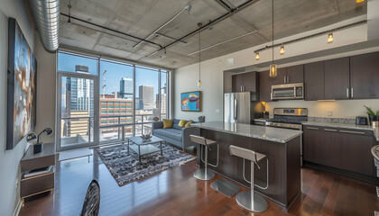 Obraz premium Modern City View Apartment Illustration