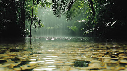 Rain in tropical jungles