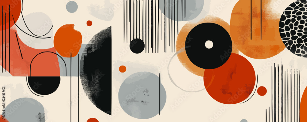 Poster abstract geometric vector design with circles and lines.