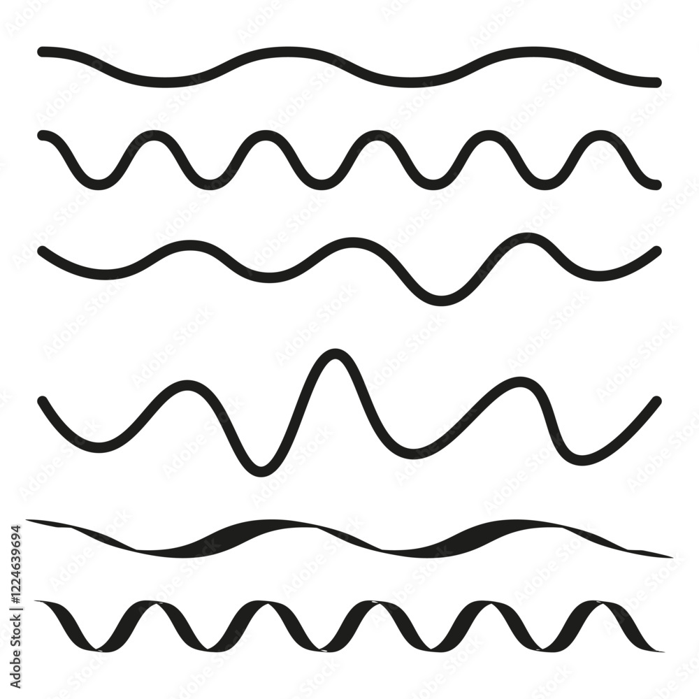 Poster wavy line shapes. abstract wave pattern. curved black lines. vector motion design.