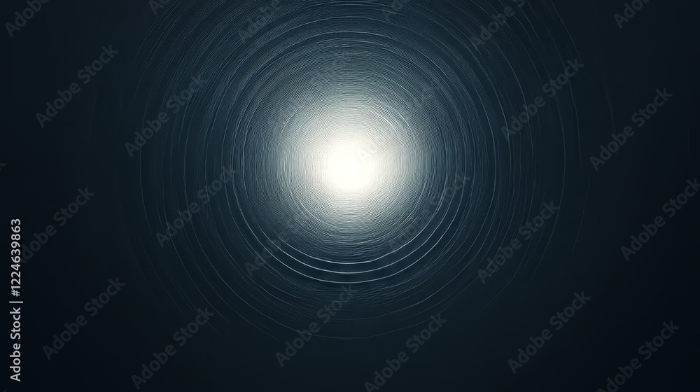 Poster minimalistic dark background with a single glowing white dot in the center, creating a serene compos