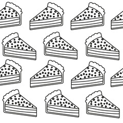 Seamless outline pattern of slices cakes hand drawn style
