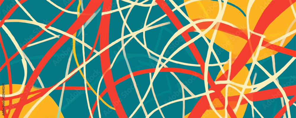 Poster abstract vector art with colorful geometric lines and shapes.