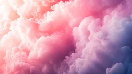 Fototapeta premium Dreamlike pink purple clouds softly illuminated warm light. AI Generated