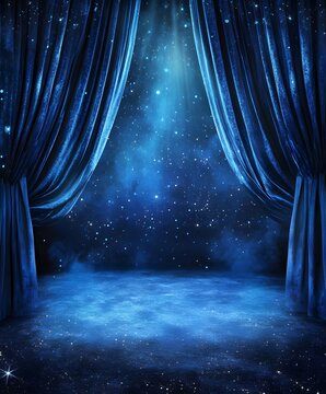 blue stage curtains