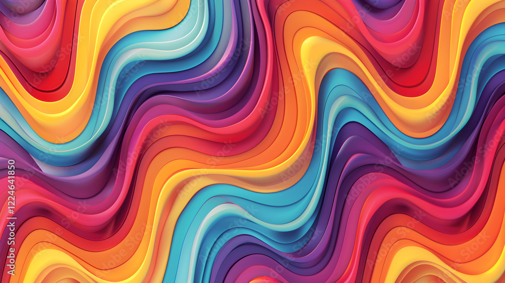 Poster a vibrant, wavy pattern with colorful gradients creating a dynamic visual effect.