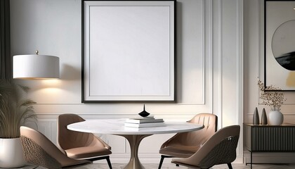 Frame mockup, ISO A paper size. Living room wall poster mockup. Interior mockup with house background. Modern interior design. 3D render
