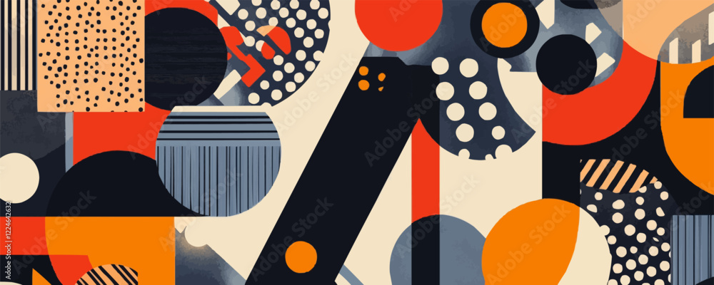 Poster abstract geometric vector art with bold patterns and shapes.