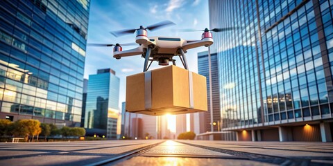 Fototapeta premium Fast Drone Delivery Service: Futuristic Package Transportation with Smart Technology