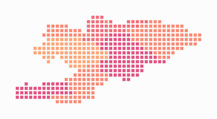 Fototapeta premium Kyrgyzstan dotted map. Digital style map of the country on white background. Kyrgyzstan shape with square dots. Colored dots style. Large size squares. Beautiful vector illustration.