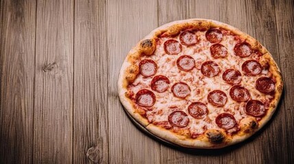 Delicious Pepperoni Pizza on Wooden Table