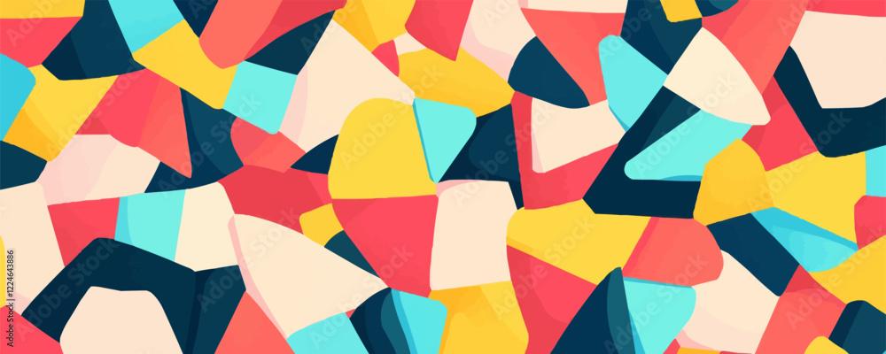 Poster colorful geometric abstract vector pattern with vibrant shapes.