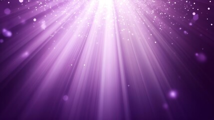 Obraz premium Soft glowing purple light beams radiate from the top with sparkling particles, creating a dreamy abstract background with depth