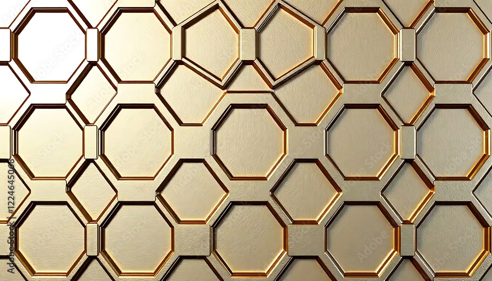 Poster golden octagonal honeycomb geometric pattern design
