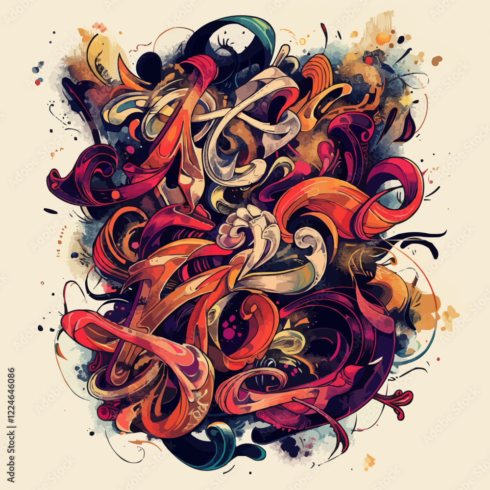 Poster vibrant abstract vector art with dynamic swirls.