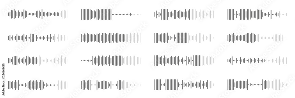 Poster voice message wave, podcast audio, recording audio chat. audio memo or player sound waves set for me