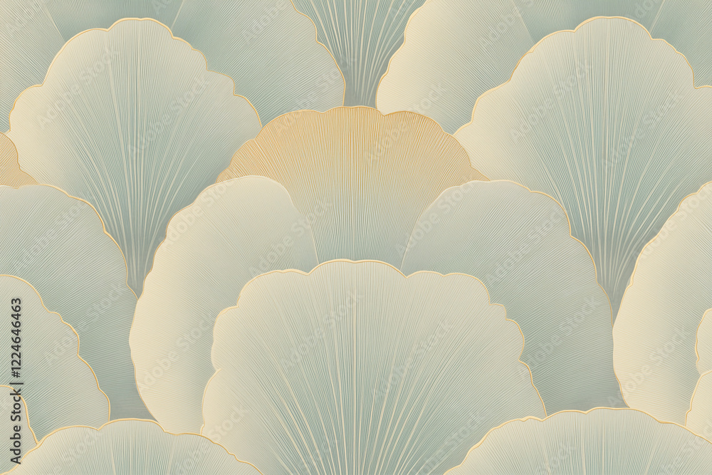 Aufkleber serene petal pattern: an abstract design featuring overlapping pastel-toned petals in soft blues and