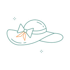 Wide Brim Summer Sun Hat Vector Icon Design
