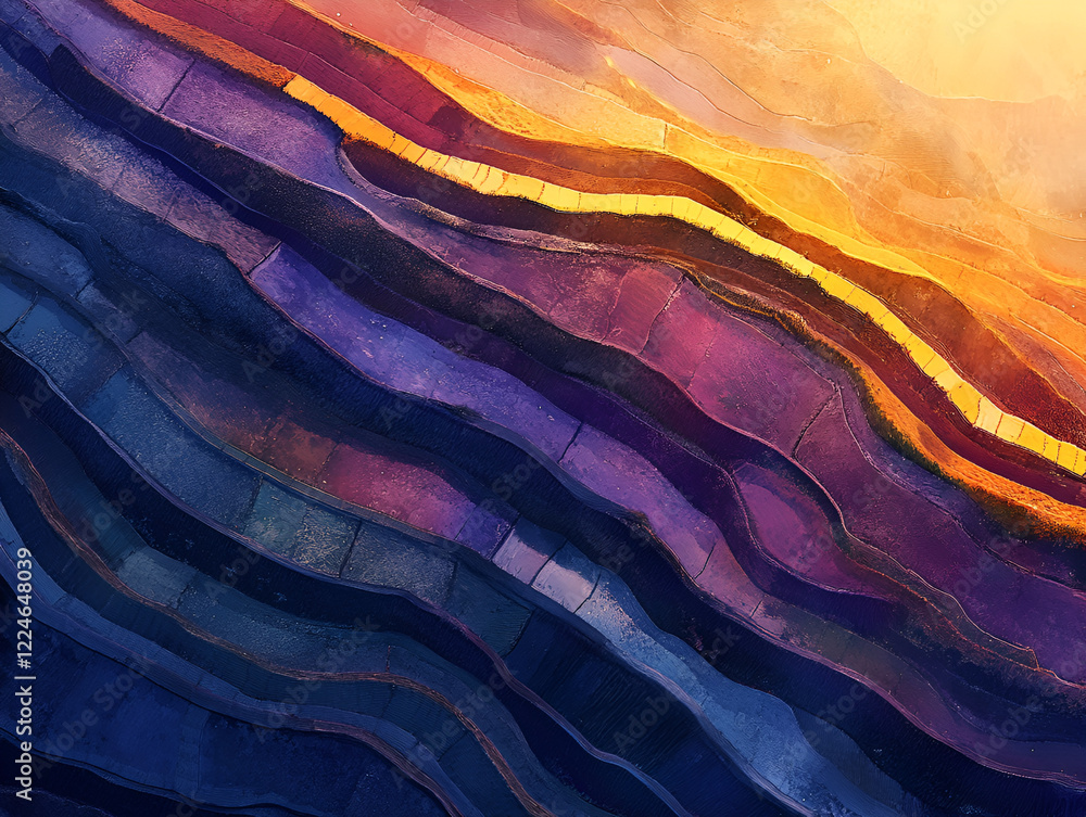Poster abstract layers of color: a captivating abstract image featuring vibrant, undulating layers of deep 