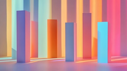 Obraz premium Abstract Pastel Columns Illuminated By Soft Light