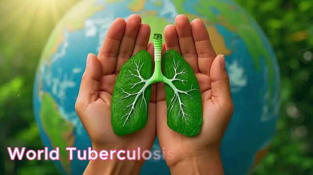 World tuberculosis day text animation 24 march lungs 4k video save the lungs
