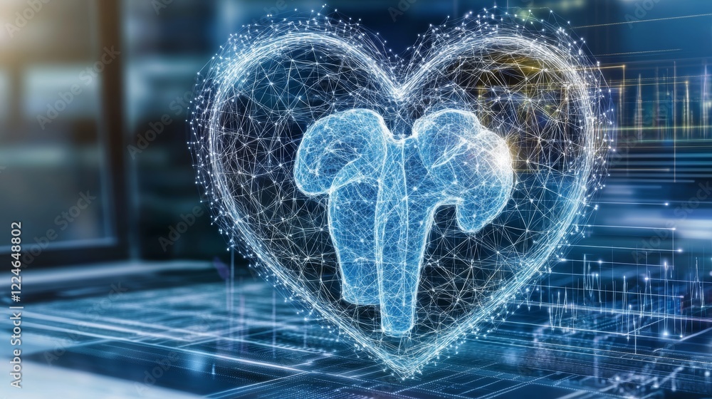 Poster digital heart ai brain network visualization