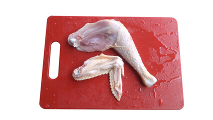 chicken thighs and wings that have been cleaned and cut are ready to be processed into delicious...