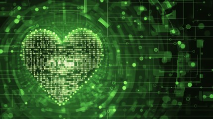 Obraz premium Digital Heart Binary Code Love in Circuitry Design
