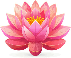 Vibrant lotus flower vector art in pink hue with geometric design elements.
