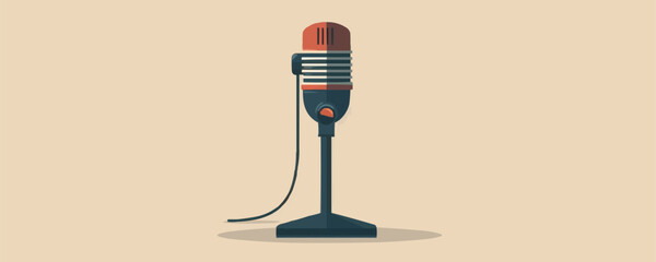 Vintage microphone vector design with retro style aesthetics.
