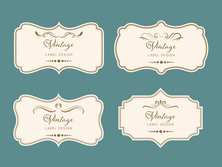 Vintage label and decoration frames collection. Retro classic badge. vector illustration