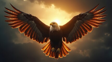 Obraz premium Golden Eagle Wings Bathed in Faint Sunlight