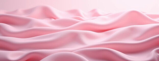 Fototapeta premium Soft and shiny pink satin fabric with smooth waves and an elegant texture.