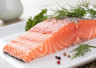 Fresh Salmon Fillet Closeup: Minimalist Pink Fish Texture