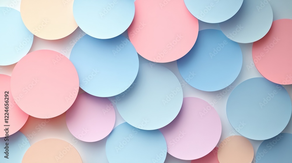 Aufkleber minimalistic background with overlapping pastel circles on a white canvas, modern and clean design