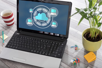 Cloud computing concept on a laptop