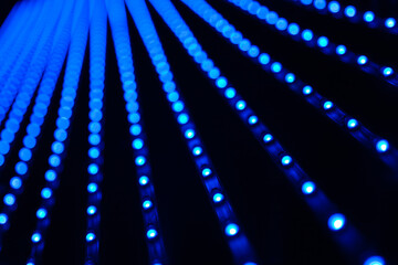 Bombillas LED. Detalle de pantalla digital. Imagen de bombillas LED en tonos azules.