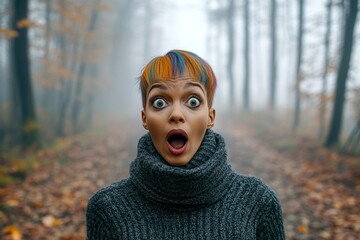 Short trim - multicolored hair. Pretty very stunned black girl - for ads, avenue poster and social apps use. Commercial marketing idea. African model photography. Artistic black beauty.